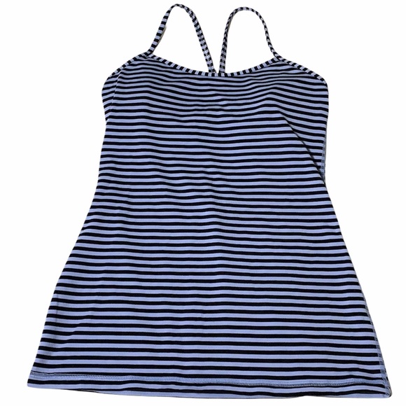 Lululemon size 6 Power Y tank top striped black purple - Picture 7 of 7
